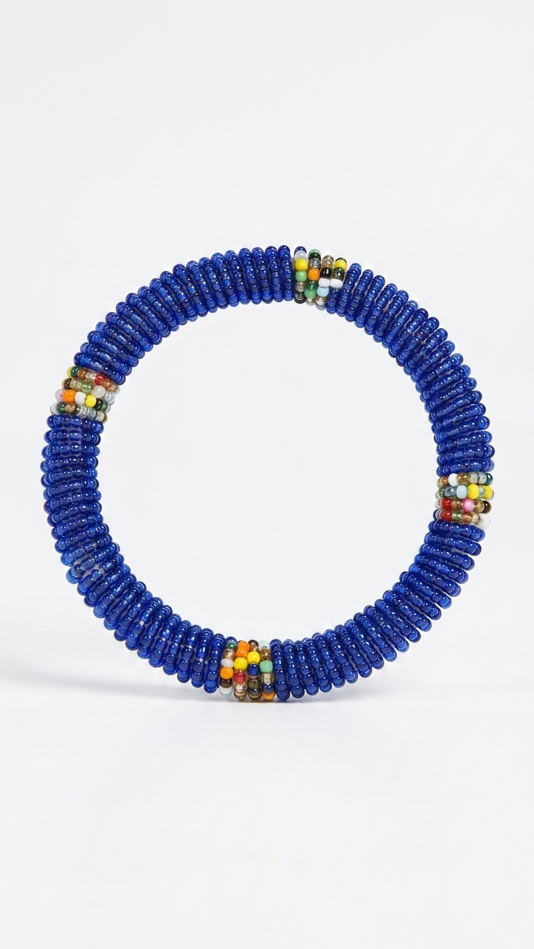 Cobalt Heritage Bead Bangle, product view, handmade artisan jewelry from Tanzania